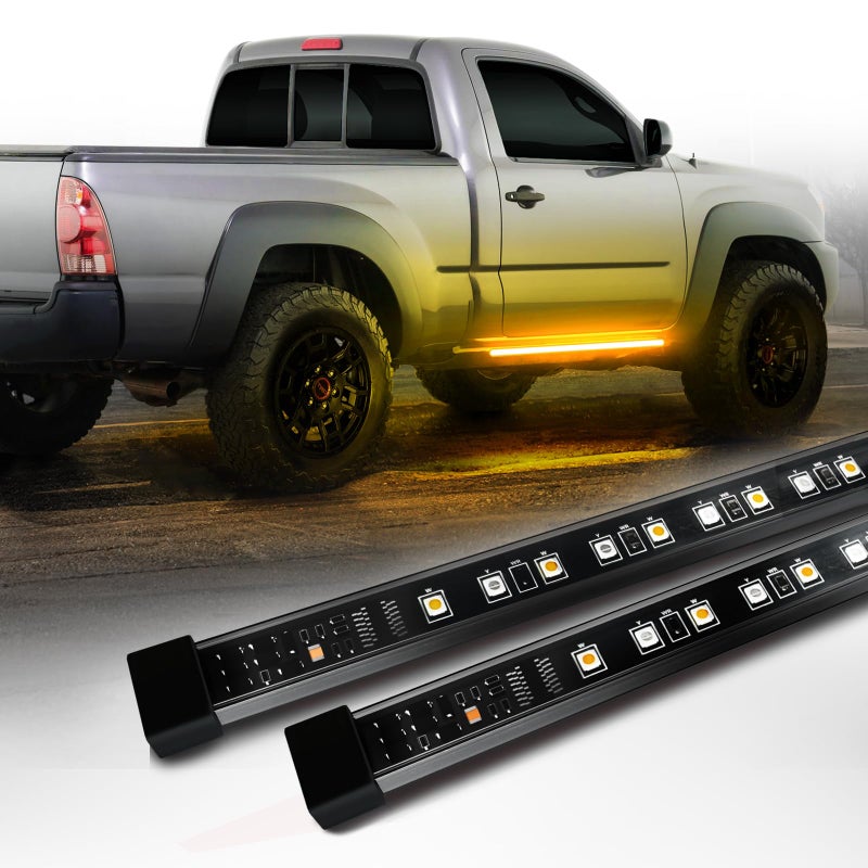 OPT7 Sidekick 48" Running Board Lights 2PCS LED Strips w/Sequential Amber Turn Signal, DRL, White Courtesy Light for Regular Cab Trucks Pickup SUV Trailer - Image 1